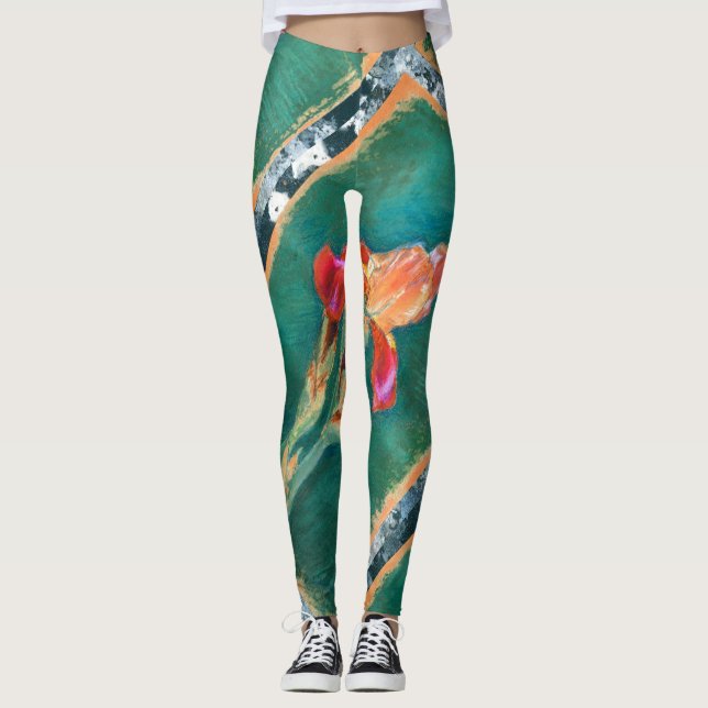 Farbenfrohe Iris-Blume Leggings (Vorderseite)