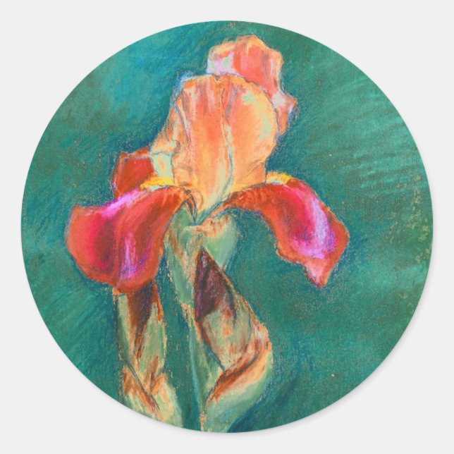 Farbenfrohe Iris-Blume Runder Aufkleber (Vorderseite)