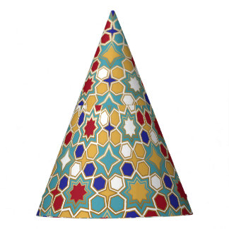 Farbenfrohe islamische Mosaike, nahtloses Muster Partyhütchen