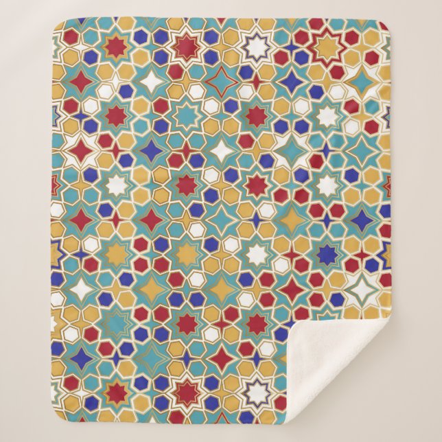 Farbenfrohe islamische Mosaike, nahtloses Muster Sherpadecke (Vorderseite)