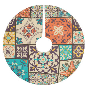 Farbenfrohe islamische Patchwork: Vintage Tile. Polyester Weihnachtsbaumdecke