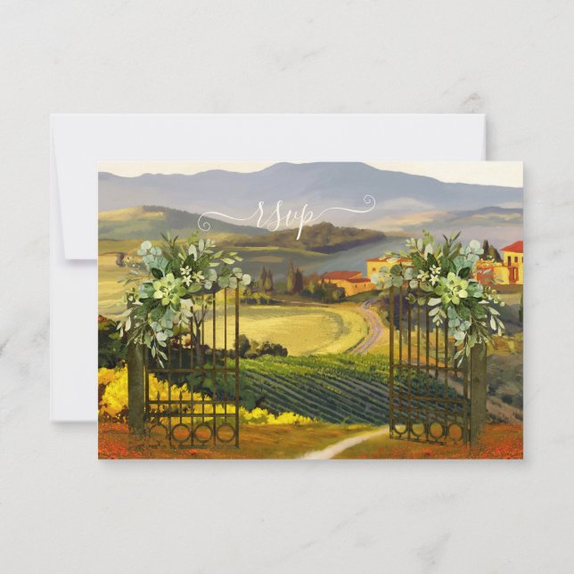 Farbenfrohe italienische Country Wedding RSVP Card Einladung (Rückseite)