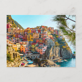 Farbenfrohe Italienische Hügellandhäuser Postkarte