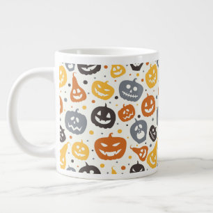 Farbenfrohe Jack-O'-Lantern-Gesichtsmuster Jumbo-Tasse