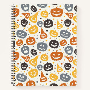 Farbenfrohe Jack-O'-Lantern-Gesichtsmuster Notizbuch