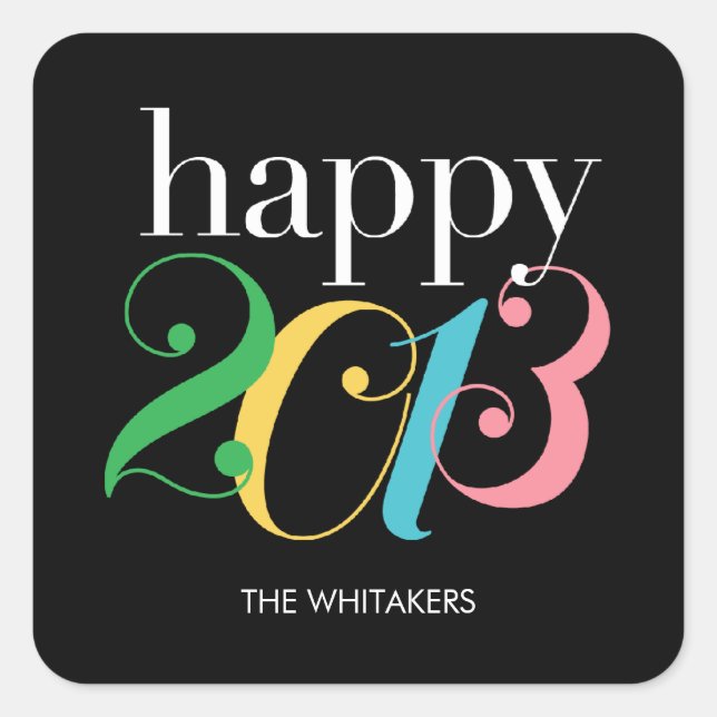 Farbenfrohe Jahr Silvester Party Stickers (Vorderseite)