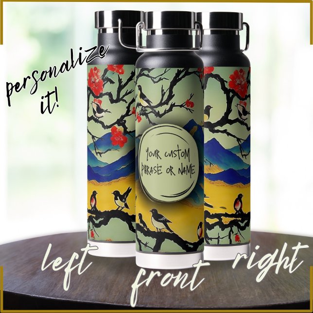 Farbenfrohe japanische Watercolor Natur Szene Vöge Trinkflasche (Von Creator hochgeladen)