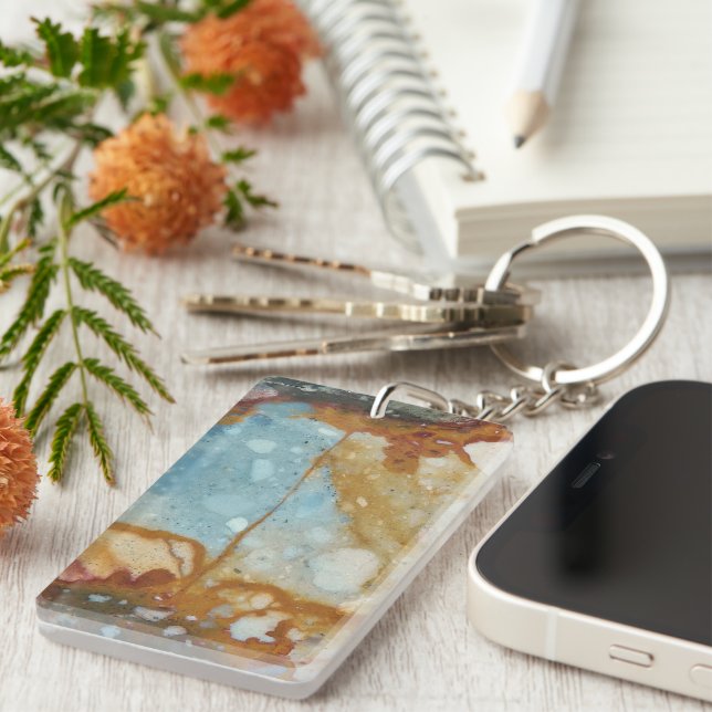 Farbenfrohe Jasper-Stone-Muster Schlüsselanhänger (Vorderseite rechts)