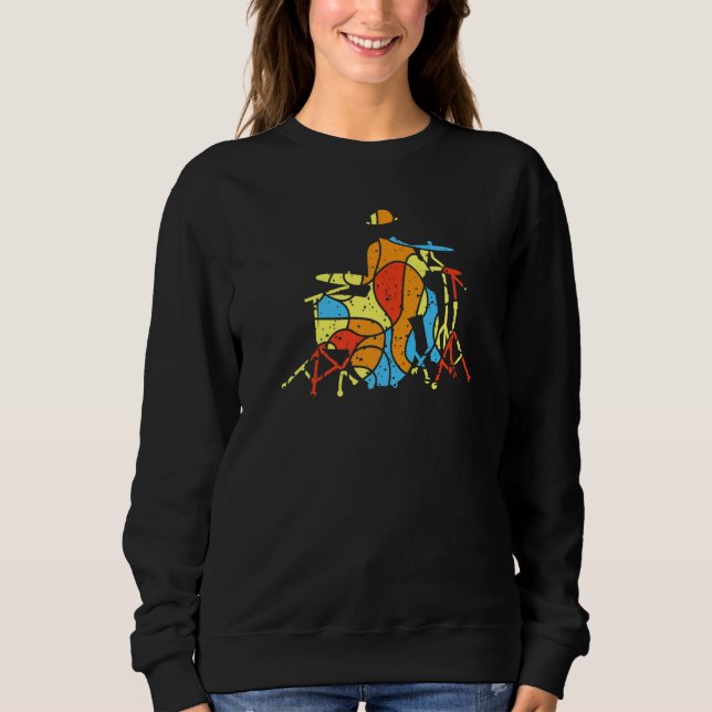 Farbenfrohe Jazz Drummer Moderner Stil Sweatshirt (Vorderseite)