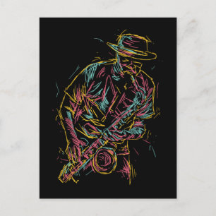 Farbenfrohe Jazz Player-Postkarte Postkarte