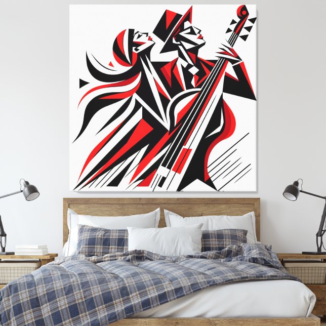 Farbenfrohe Jazz Romance Leinwanddruck (Insitu (Schlafzimmer))