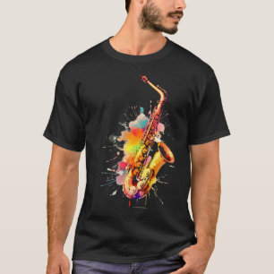 Farbenfrohe Jazz Saxophon Player T-Shirt