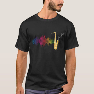 Farbenfrohe Jazzmusik Soundwave Saxophon T-Shirt