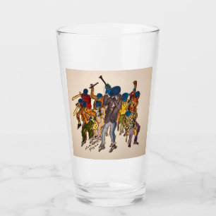 Farbenfrohe Jazzmusiker Joyful Jam Glas