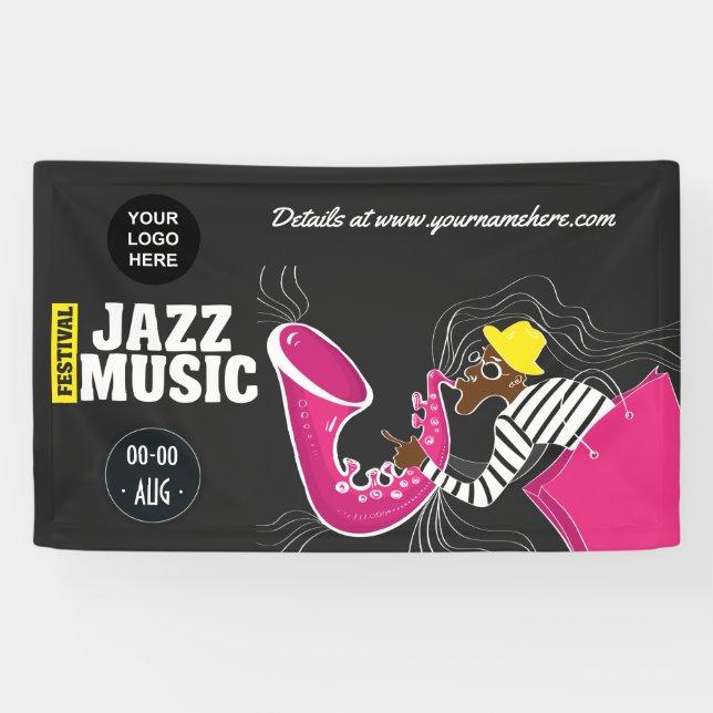 Farbenfrohe Jazzmusikfestspiele Logo personalisier Banner (Horizontal)