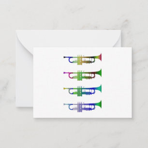 Farbenfrohe Jazztrompen mit flacher Note Card Mitteilungskarte