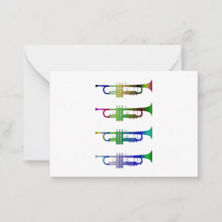 Farbenfrohe Jazztrompen mit flacher Note Card Mitteilungskarte