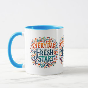 Farbenfrohe "Jeder Tag ist ein Neuanfang" Motivati Tasse