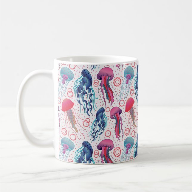 Farbenfrohe Jelly-Fische Kaffeetasse (Links)