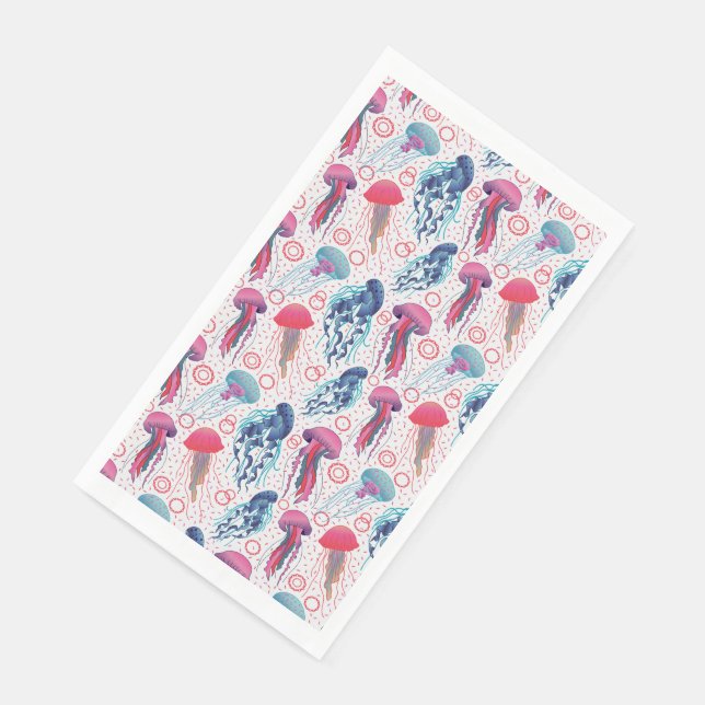 Farbenfrohe Jelly-Fische Serviette (Ecke)