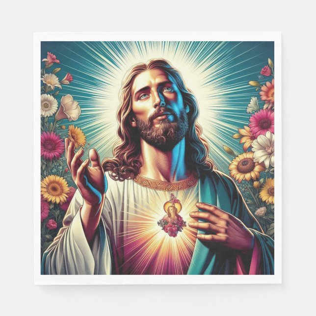 Farbenfrohe Jesus Napkins! Serviette (Vorderseite)
