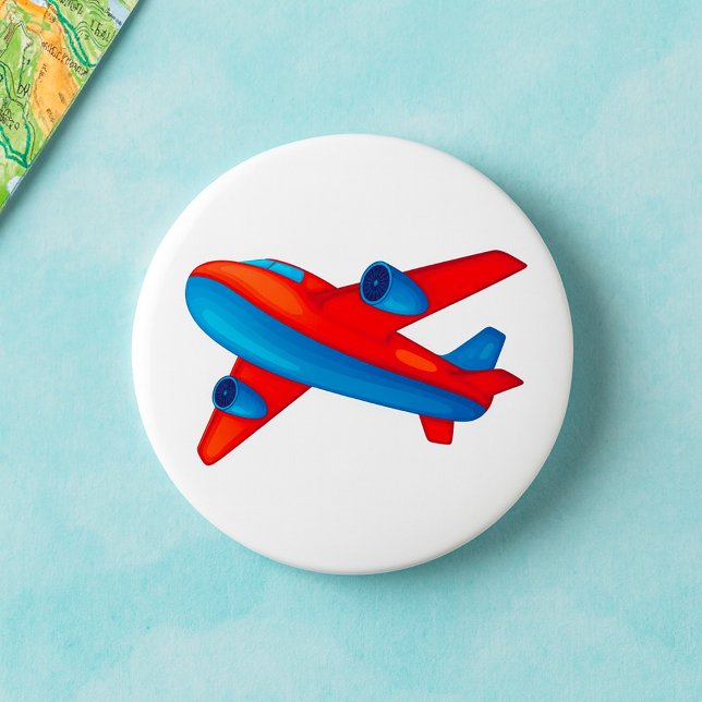 Farbenfrohe Jet Airplane Rot-Blau-Flugzeug Button (Von Creator hochgeladen)