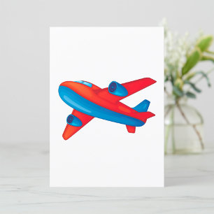 Farbenfrohe Jet Airplane Rot-Blau-Flugzeug Einladung