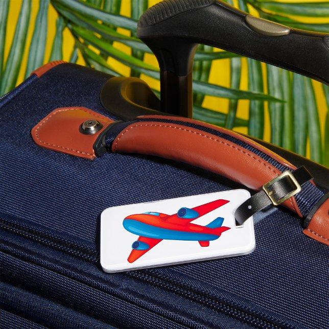 Farbenfrohe Jet Airplane Rot-Blau-Flugzeug Gepäckanhänger (Von Creator hochgeladen)