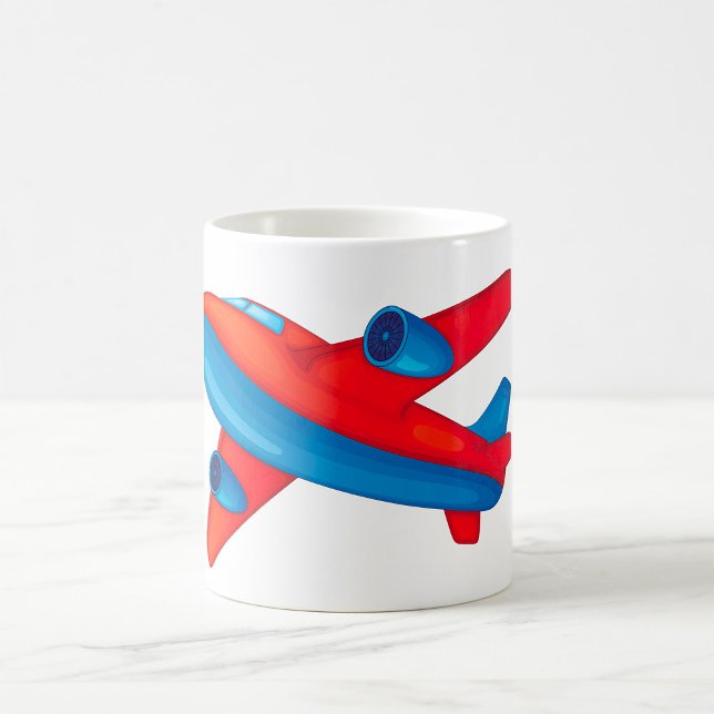 Farbenfrohe Jet Airplane Rot-Blau-Flugzeug Kaffeetasse (Von Creator hochgeladen)