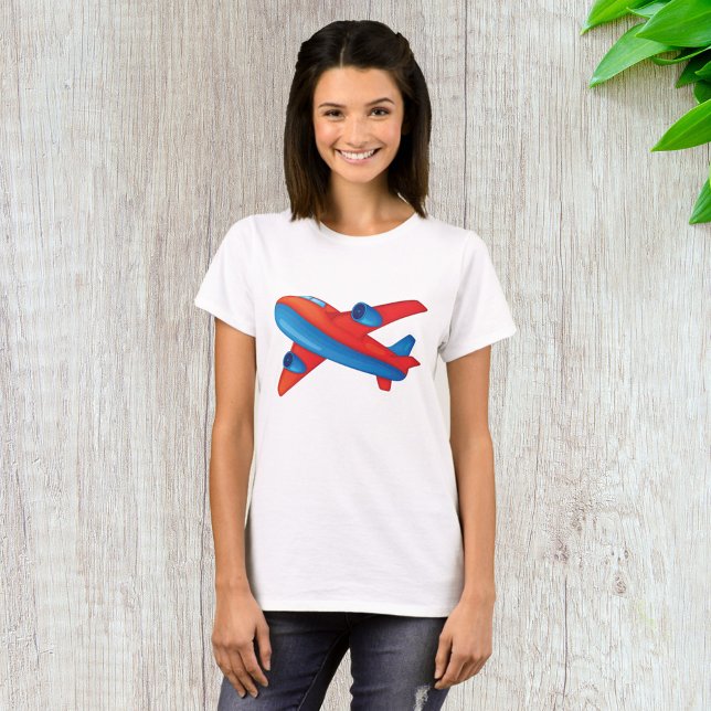 Farbenfrohe Jet Airplane Rot-Blau-Flugzeug T-Shirt (Von Creator hochgeladen)