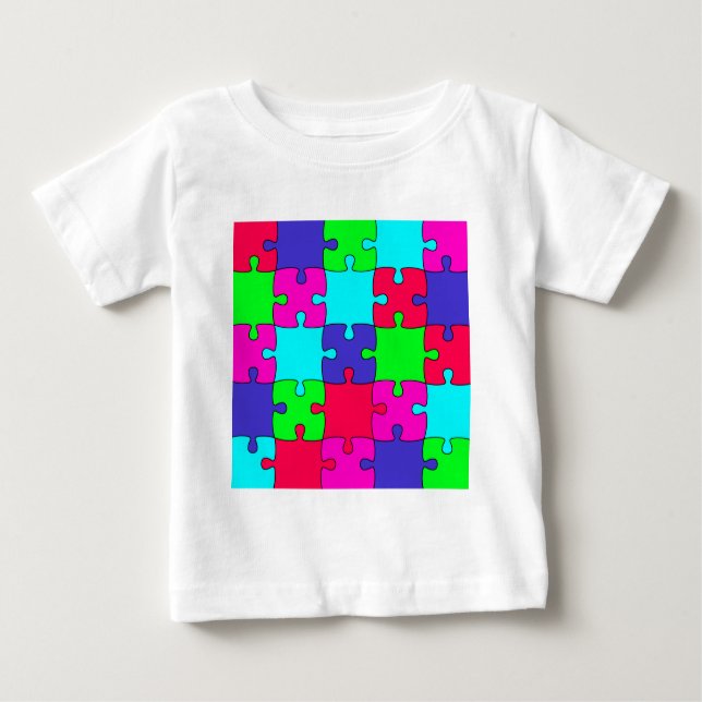 Farbenfrohe Jigsaw Puzzle Baby T-shirt (Vorderseite)