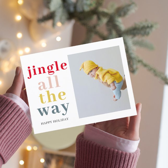 Farbenfrohe Jingle mit Foto Postkarte (Von Creator hochgeladen)