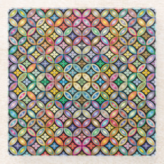 Farbenfrohe Jugendstil-Flora Glasuntersetzer