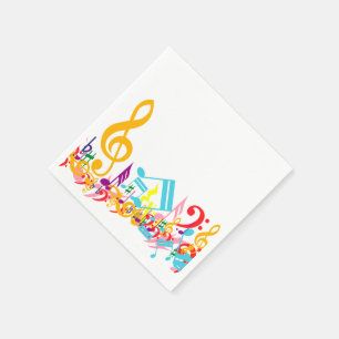 Farbenfrohe Jumblbled-Musical-Notizen Serviette