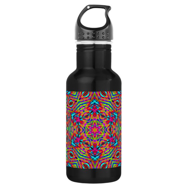 Farbenfrohe Jumble Mandala Edelstahlflasche (Vorderseite)