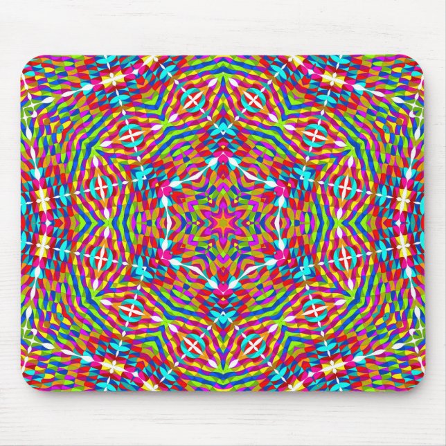 Farbenfrohe Jumble Mandala Mousepad (Vorne)