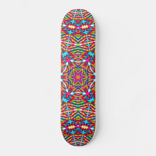 Farbenfrohe Jumble Mandala Skateboard (Vorderseite)