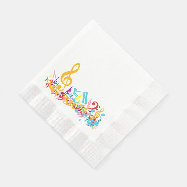 Farbenfrohe Jumbled Musical Notes Serviette (Ecke)