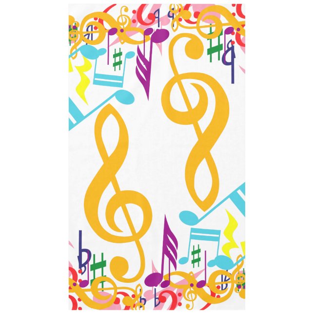 Farbenfrohe Jumbled Musical Notes Tischdecke (Vorderseite)