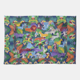 Farbenfrohe Jungle Animals Teetuch Geschirrtuch