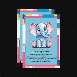 Farbenfrohe Jungle Blue Elephant Baby Dusche Dankeskarte