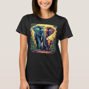 Farbenfrohe Jungle Elefanten T - Shirt