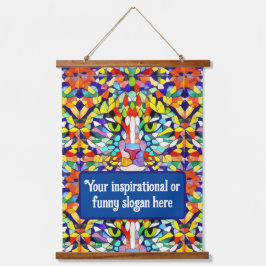 Farbenfrohe Jungle Katze mit eigenem Inspirier / F Wandteppich Mit Holzrahmen