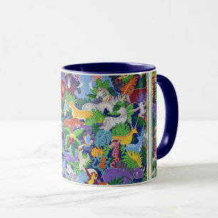 Farbenfrohe Jungle Tiere Zwei-Tone-Tasse Tasse