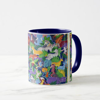 Farbenfrohe Jungle Tiere Zwei-Tone-Tasse Tasse