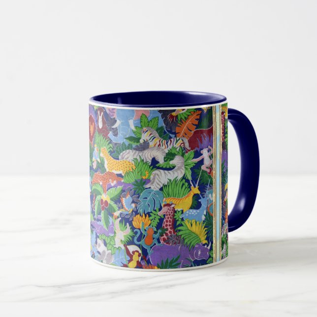 Farbenfrohe Jungle Tiere Zwei-Tone-Tasse Tasse (VorderseiteRechts)