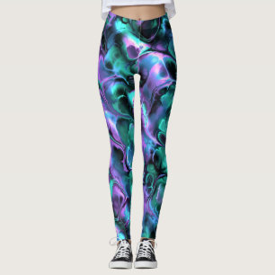 Farbenfrohe Juwel Tone Fraktal Marmorroute Mendris Leggings