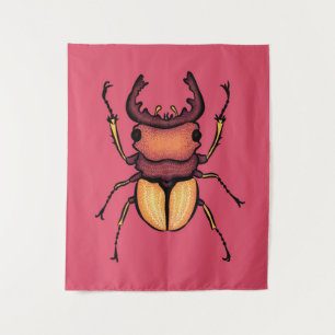 Farbenfrohe Käfer Insekten Art Pink Entomologie Wandteppich