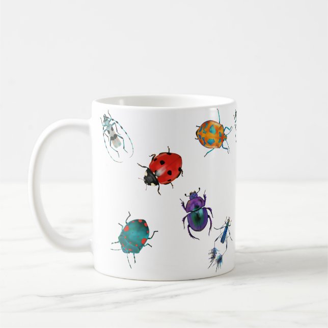 Farbenfrohe Käfer Kaffeetasse (Links)