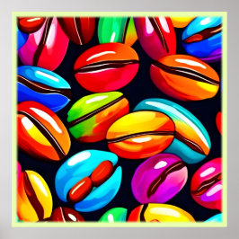 Farbenfrohe Kaffeebar Abstrakte Kunst Poster